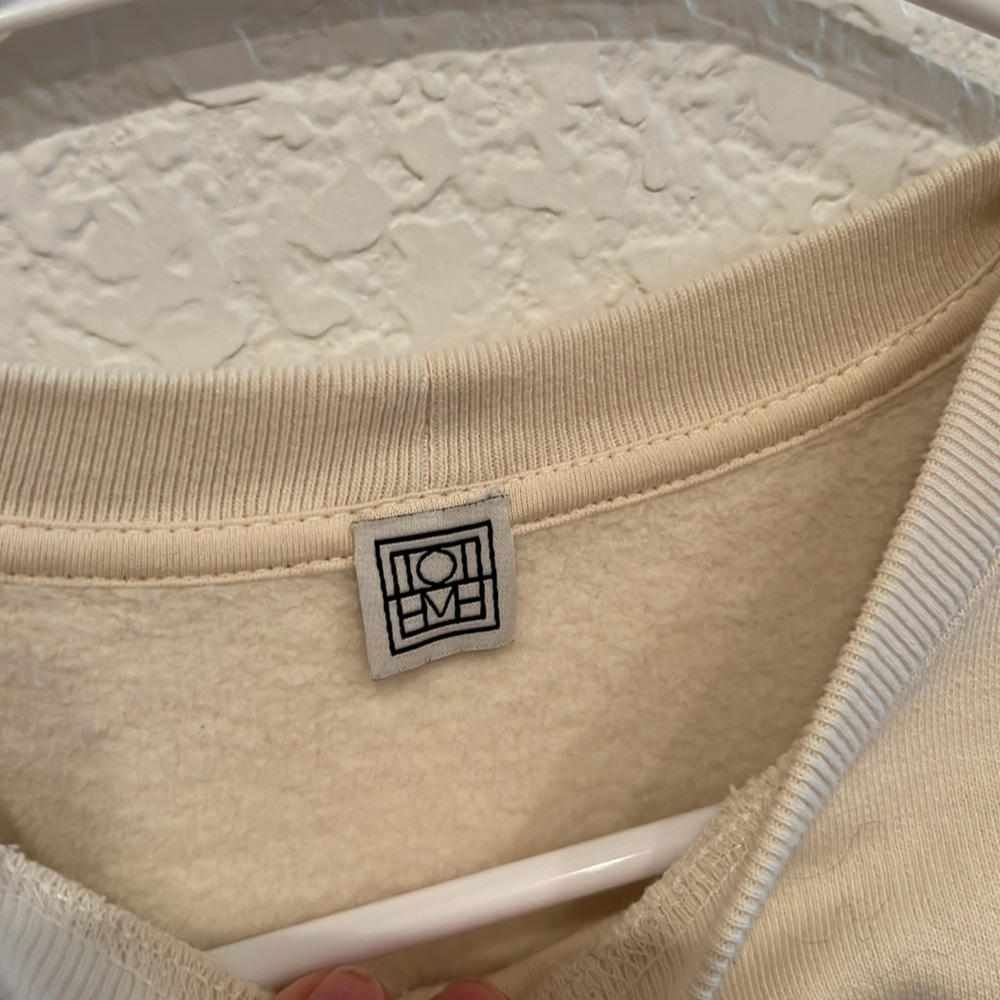 Toteme Crew Neck Cotton Sweatshirt Sz S Cream - Picture 5 of 7